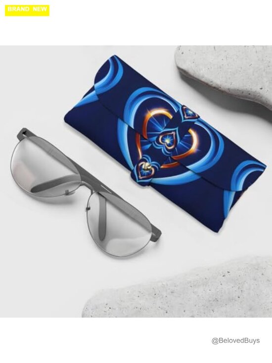 Sky Blue Heart Leather Eyeglass Case Pouch for Men Women main image 7